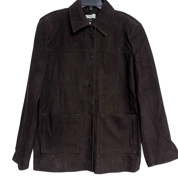 NWT Reformation Veda Lincoln Chocolate Brown Suede Shirt Jacket - Picture 3 of 13